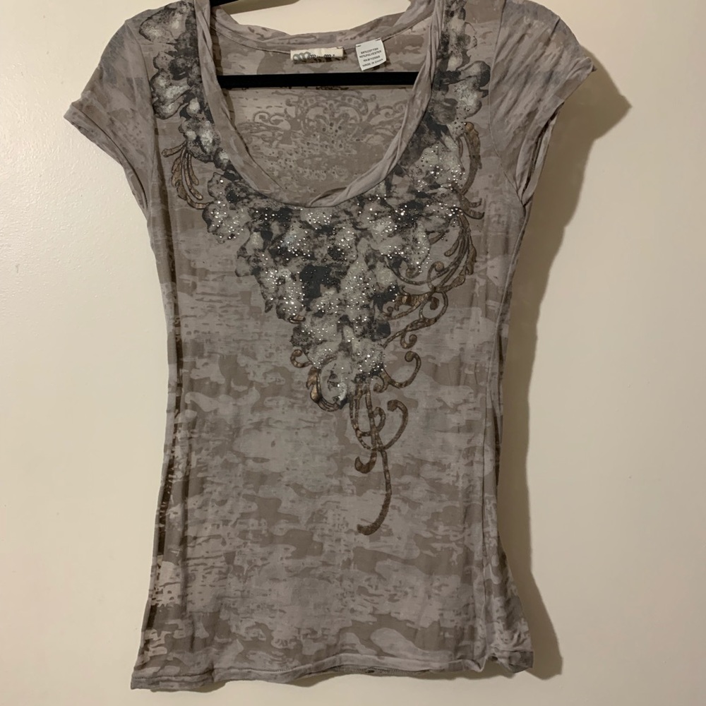Miss Me Embellished Burnout Top with rhinestones